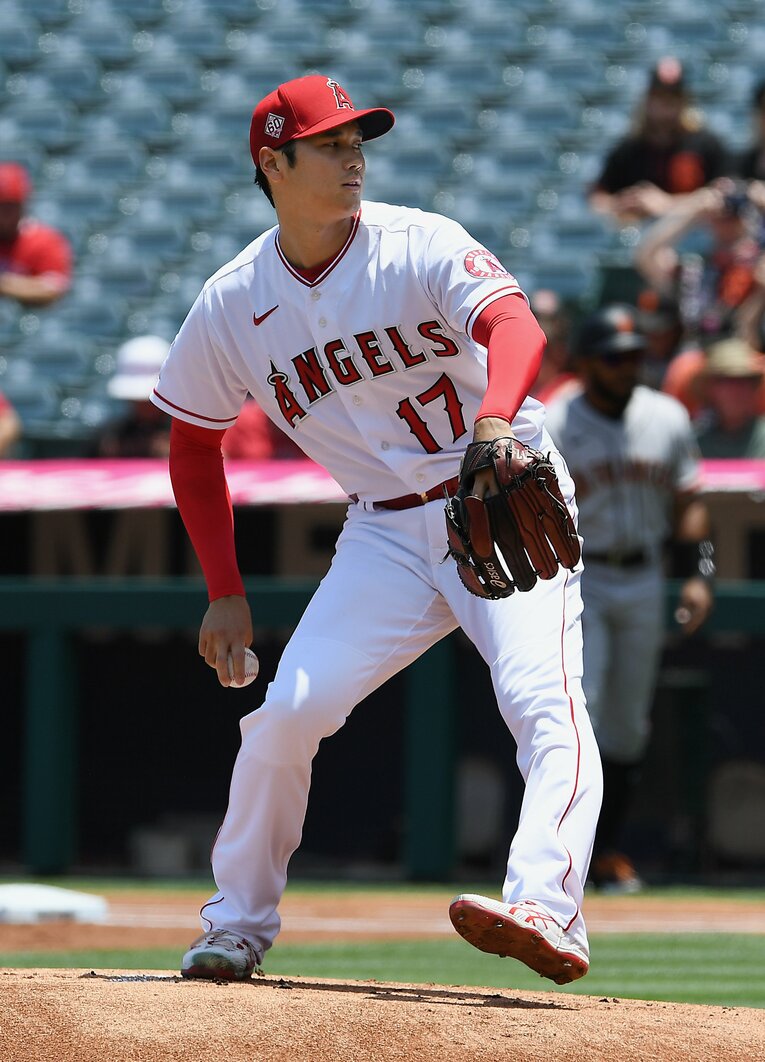 2021年6月の大谷翔平の投球姿