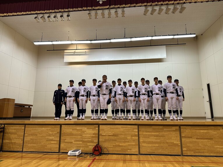 【昨年の甲子園出場時】センバツ決定後の挨拶　©Yuji Yanagawa