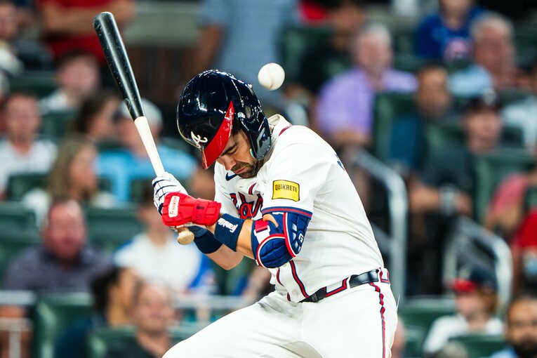 昨季、危険球を受けた際、死球に厳しいコメントをのこしたブレーブスのメリフィールド　©Getty Images