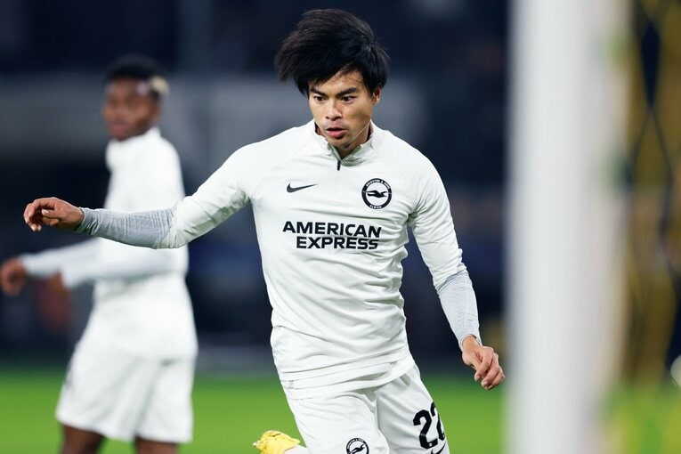 試合前の三笘　©Daisuke Nakashima