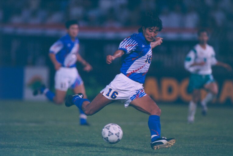 アメリカW杯のアジア最終予選。日本は三浦知良と中山雅史のゴールで2-1とリードしていたが、ロスタイムにイラクのゴールで同点に追いつかれて試合が終了。W杯初出場を逃した　©Naoya Sanuki