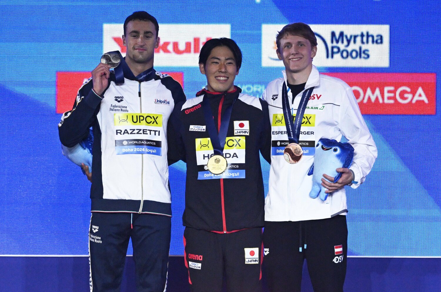 2024年のドーハ世界水泳では金メダルを獲得。世界の頂点に立った　©JIJI PRESS