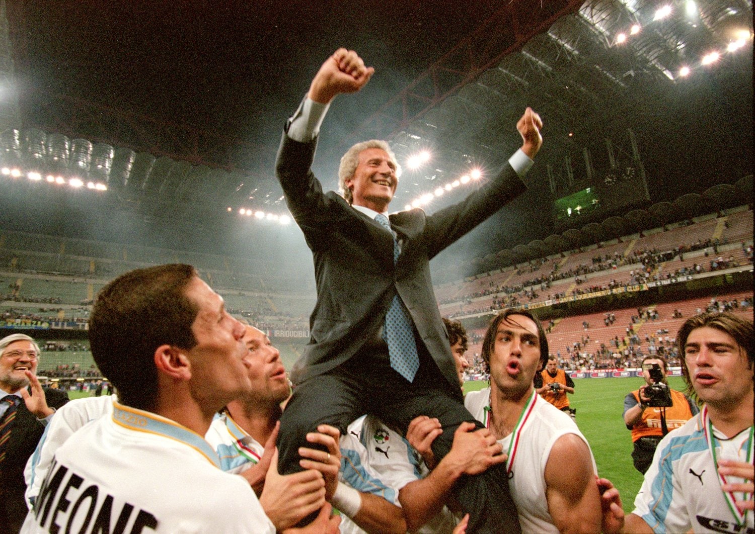 シメオネらと歓喜を共にする当時のクラニョッティ会長©Getty Images
