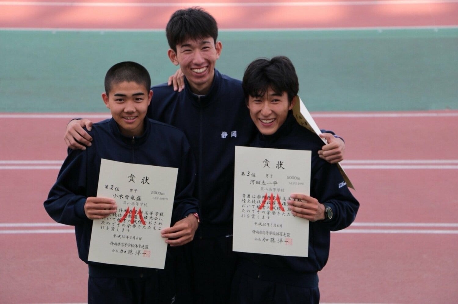 “韮山高校の奇跡”、チームの柱になった3人。小木曽竜盛、小澤大輝、河田太一平（左から）