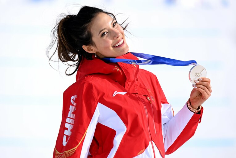 ミラノ五輪フリースタイルスキー女子スロープスタイルで銀メダルを獲得したグー　©Getty Images