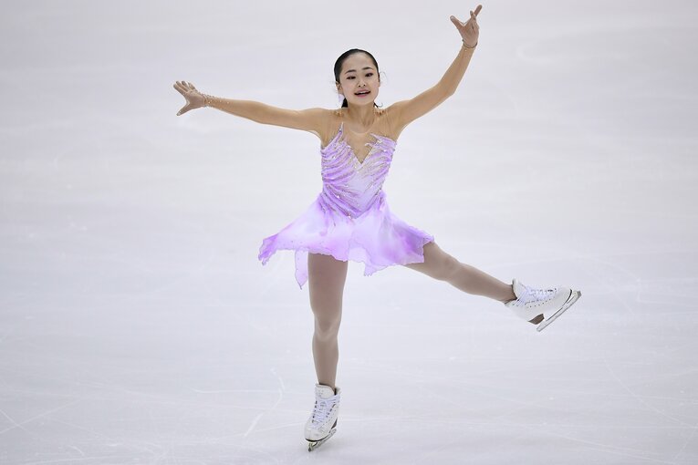 世界ジュニア選手権フリーの演技　©JIJI PRESS