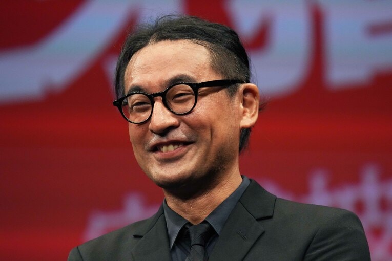 9月20日、映画『アントニオ猪木をさがして』完成試写会の舞台あいさつに立った和田圭介監督　©Essei Hara