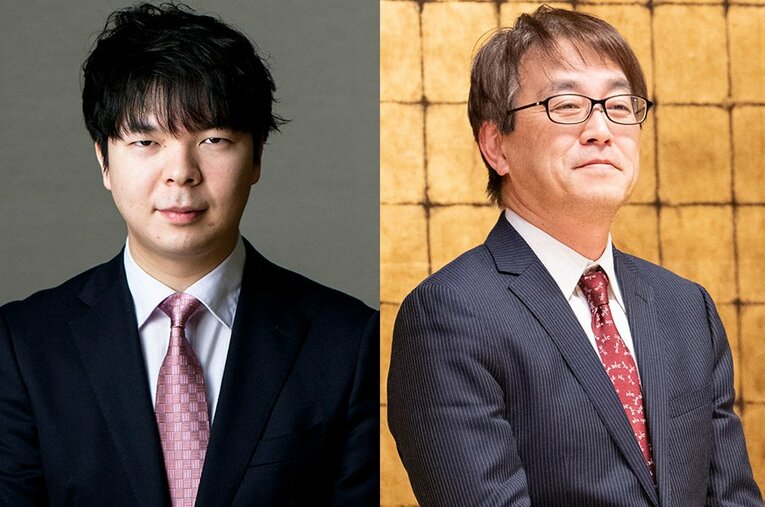 高見泰地七段（左）にとって、第83期順位戦B級1組でのターニングポイントとなったのは羽生善治九段との一局だった ／ photograph by Asami Enomoto/Nanae Suzuki