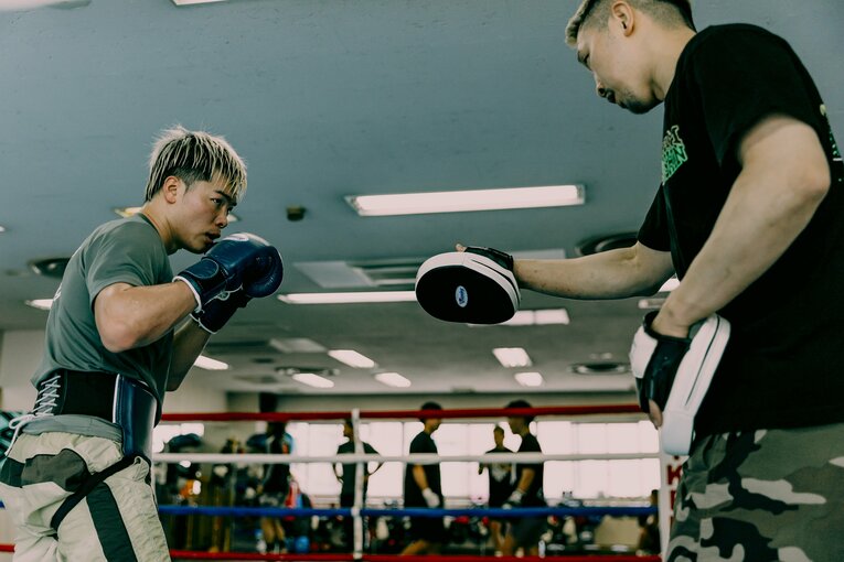 那須川天心のミット打ち（2024年5月撮影）©Kiichi Matsumoto