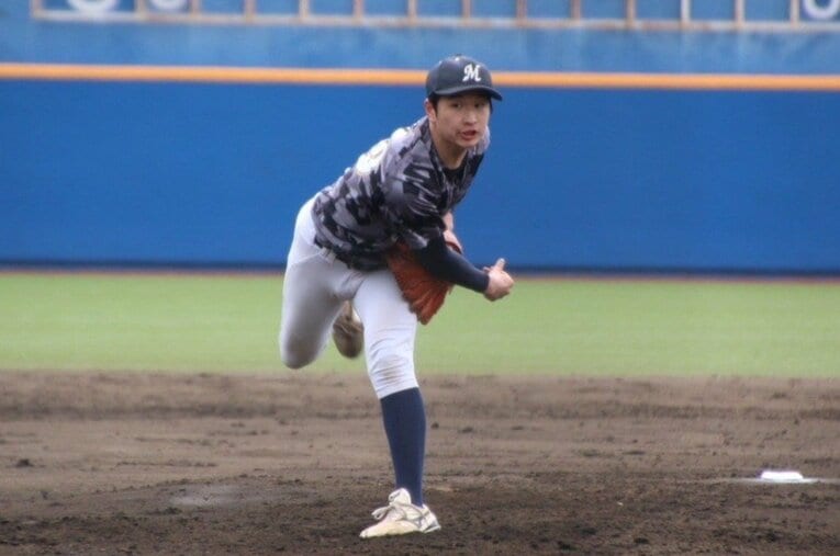 大学2年の現在、高校時代よりもMAX球速は5km伸びたという　©Takeshi Shimizu