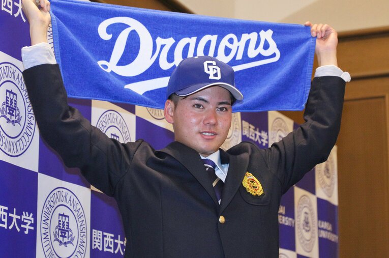 4球団競合の末、中日が交渉権を獲得した金丸夢斗（関西大） ／ photograph by JIJI PRESS