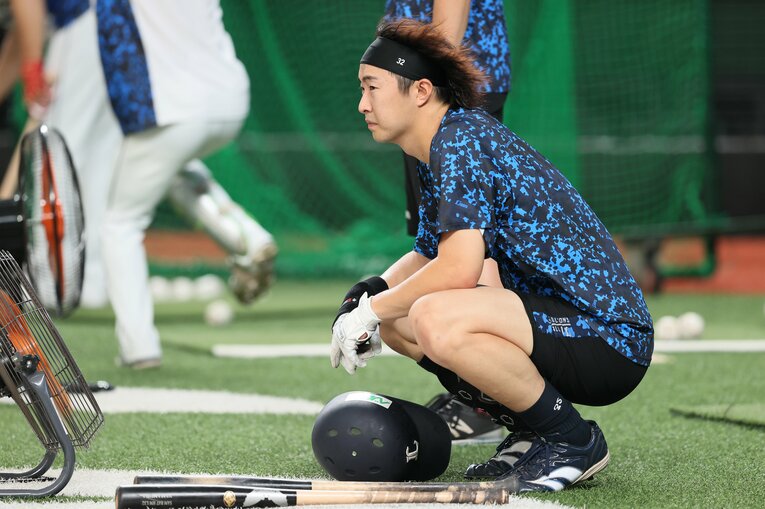 練習中の山村崇嘉。4番を任される試合が増えている　©Shigeki Yamamura