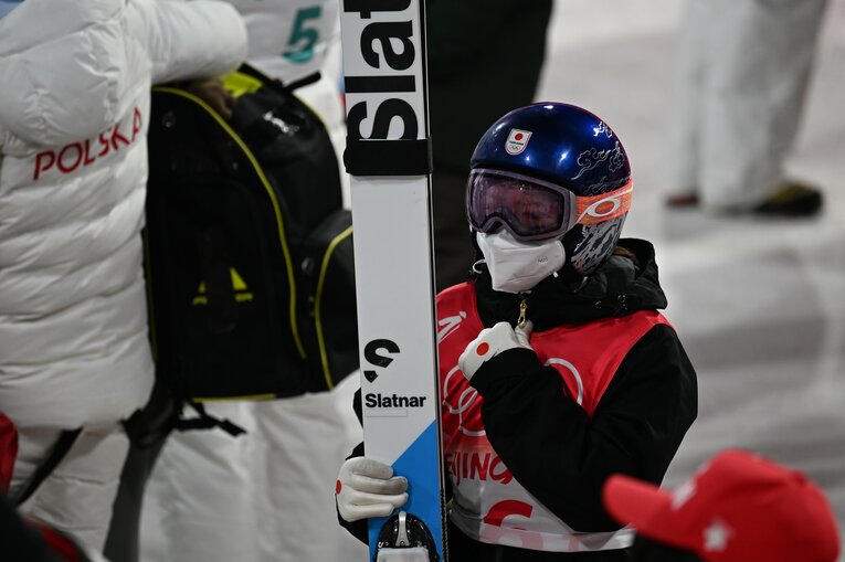 北京五輪混合ジャンプ2本目後の高梨　©Naoya Sanuki/JMPA