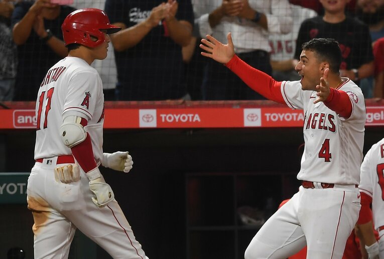 昨シーズンの大谷とホセ・イグレシアス　©Getty Images