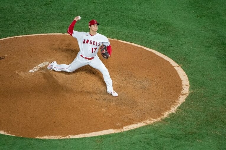 2021年の大谷の投球フォーム　©Nanae Suzuki