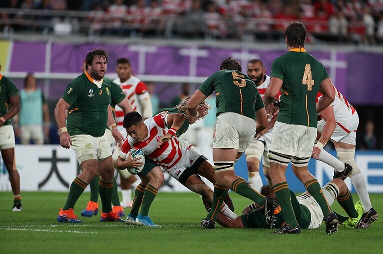 南アフリカのディフェンスは最後まで統率が取れていた。日本にはまだ、やれることがあるのだ。 ／ photograph by Naoya Sanuki