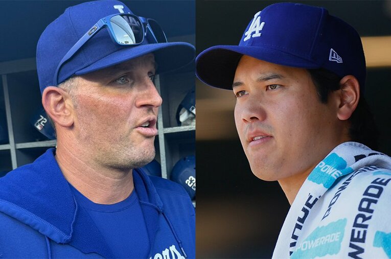 「パターポーズ」をした大谷翔平だが、ベーツ打撃コーチが送った“テキストメッセージ”とは ／ photograph by Naoyuki Yanagihara,Justin Edmonds/Getty Images