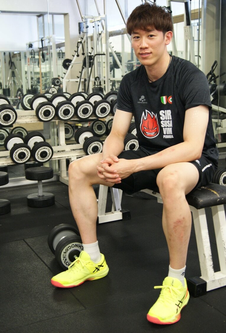 合流間もない8月、限られた中でも快く取材に応じてくれた石川祐希（筆者撮影）