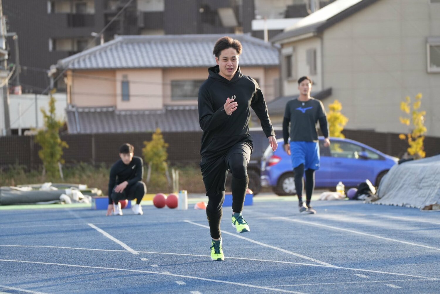 自主トレで畑違いの「陸上競技」に挑んだ大竹　©Satoshi Wada