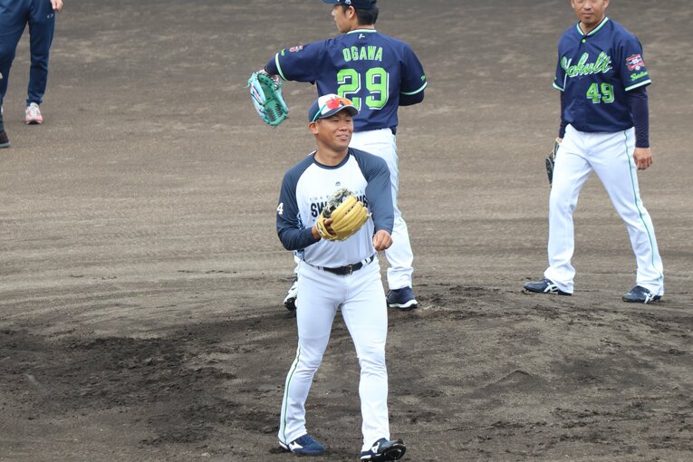 練習中でも常に笑顔があふれる田口。チームの雰囲気づくりにも重要な役割を果たす　©Fumi Sawai