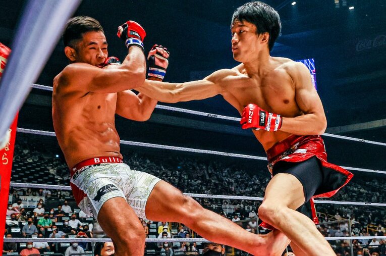 9月19日のRIZIN.30にてアラン“ヒロ”ヤマニハに粘られながらも勝利した朝倉海 ／ photograph by RIZIN FF Susumu Nagao