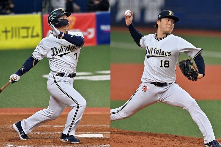 オリックスの黄金期を支え、今はともにメジャーで活躍する吉田正尚（左）と山本由伸 ／ photograph by Hideki Sugiyama