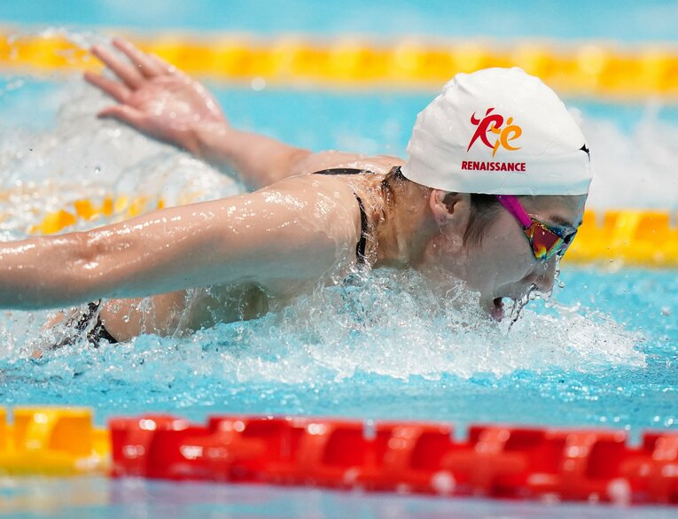 東京都オープンでバタフライ100m、50mに出場した池江　(C)Nikkan Sports/AFLO