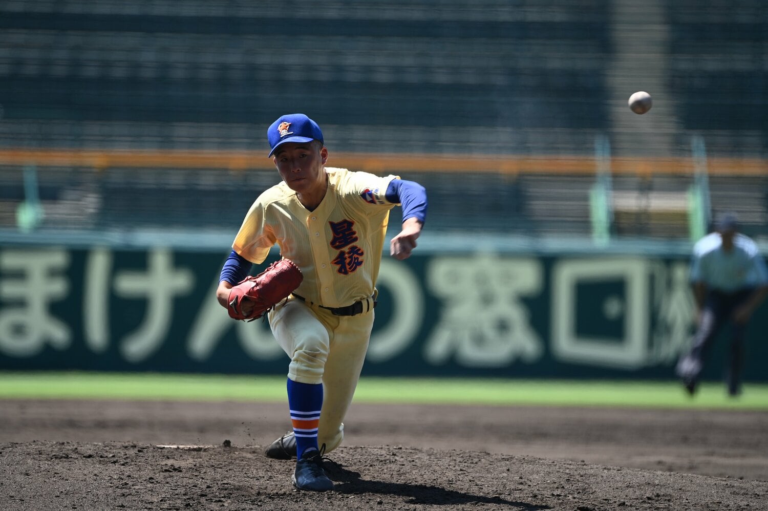 2020年甲子園高校野球交流試合の履正社戦で登板する野口練(当時2年)©︎Naoya Sanuki