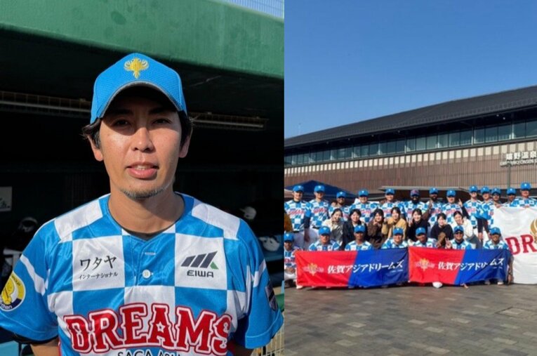 日本初のプロ野球チーム「佐賀アジアドリームズ」を率いる香月良仁監督（左） ／ photograph by Yasushi Washida