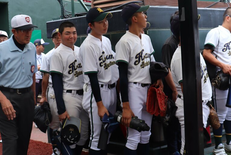 プロ野球チーム・楽天の本拠地で初めてプレー。ドキドキの選手たち ©Yuki Kashimoto