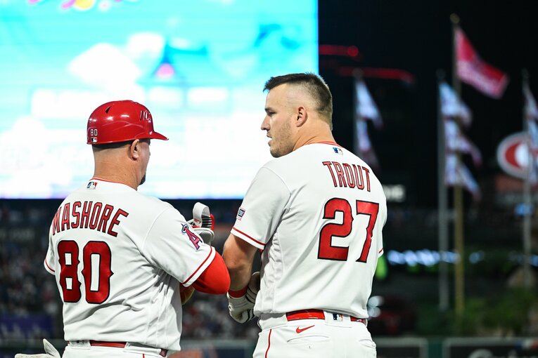 今季ここまでのトラウトは例年に比べると打率がやや低めとなっている　©Nanae Suzuki