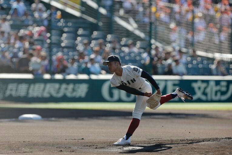 【2024年夏の甲子園】初戦の先発を務めた中野大虎　©Shigeki Yamamoto