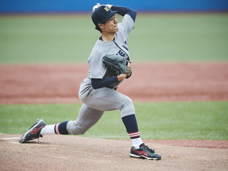 増居の投球フォーム（3塁側から）©Yuki Suenaga