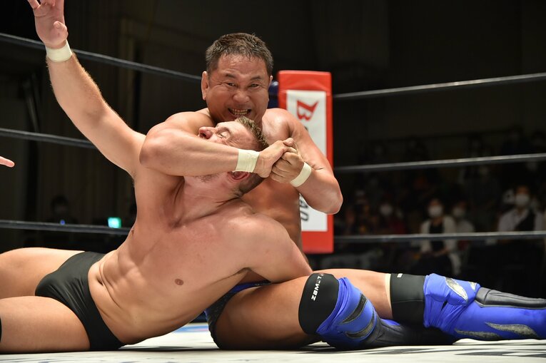 2020年8月、新日本プロレスの後楽園ホール大会にて。現役最年長として、永田は今もリングに上がり続けている