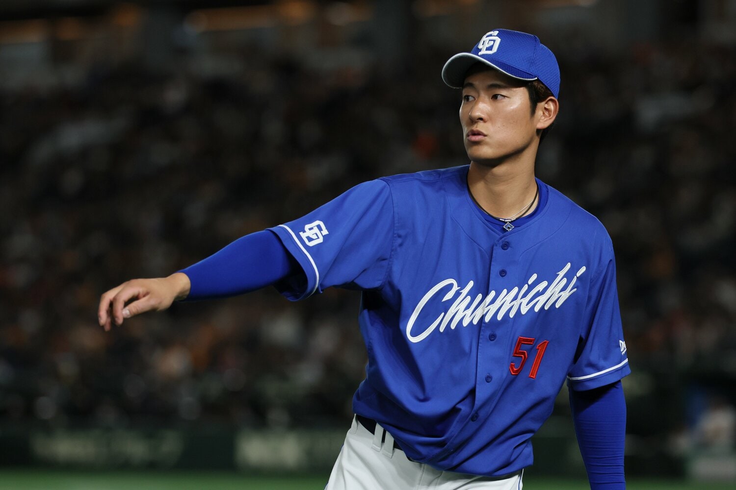 渡辺郁也の1つ下の代に上林誠知がいた。2013年ドラフト4位でソフトバンクに入団、現在は中日でプレー　 ©JIJI PRESS