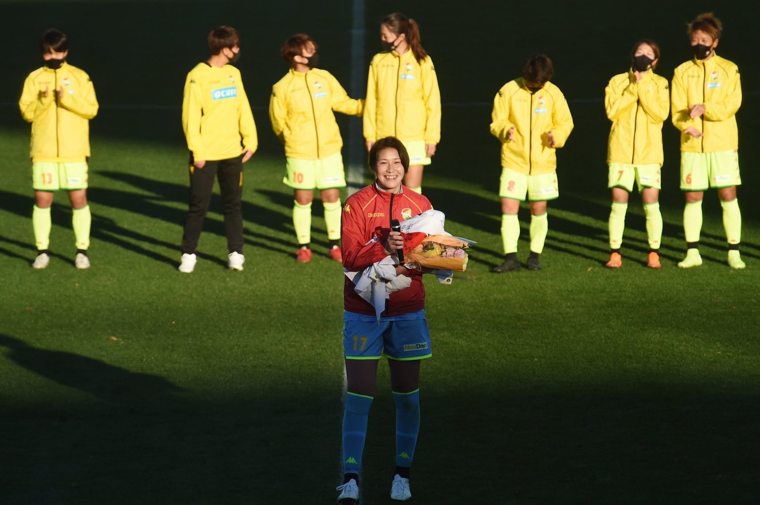 リーグ最終戦、引退セレモニーではすっきりとした表情をのぞかせた　©︎Itaru Chiba