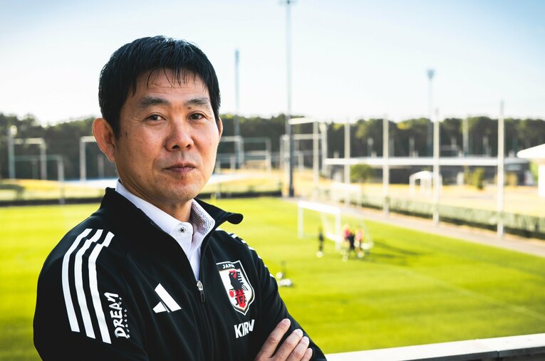 NumberWebのインタビューに応じた森保一監督（57歳） ／ photograph by Asami Enomoto