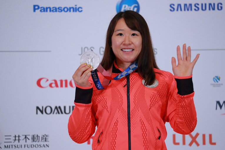東京五輪で銀メダルを獲得した梶原　©JMPA