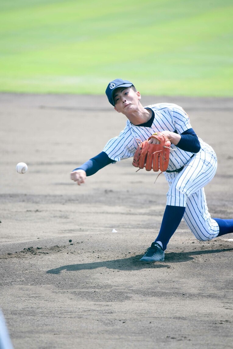 【大船渡ー花巻東／2019年岩手大会決勝】佐々木朗希に代わって先発した柴田貴広さん　©Asami Enomoto