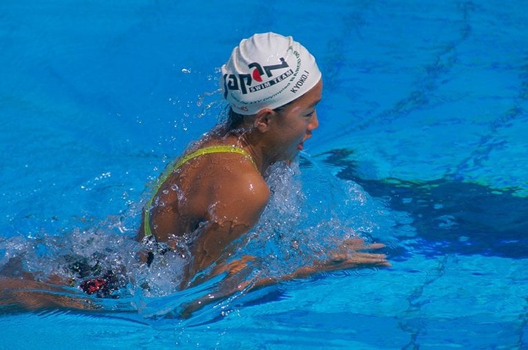 バルセロナ五輪の岩崎恭子 ／ photograph by Tomohiko Hayashi