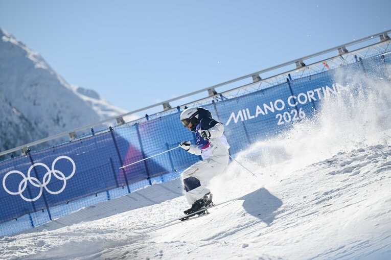 2026年ミラノ・コルティナ五輪フフリースタイルスキー男子デュアルモーグル決勝・堀島行真　©︎Nanae Suzuki/JMPA