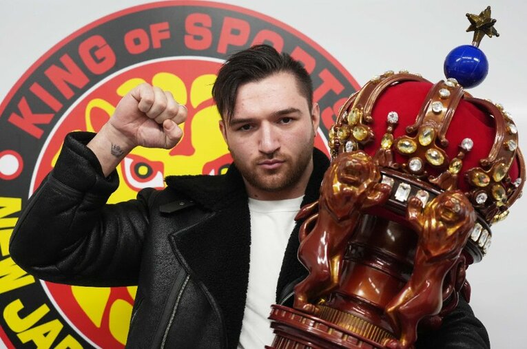 『NEW JAPAN CUP』に優勝したカラム・ニューマンは4月4日、両国国技館でIWGPヘビー級王座史上最年少戴冠に挑む ／ photograph by Essei Hara