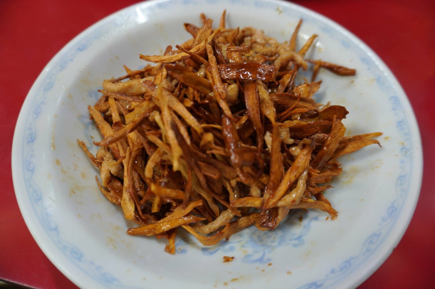 「ごぼうと細切り肉(ブタ肉)の炒め」。ピカイチ3大人気メニュー