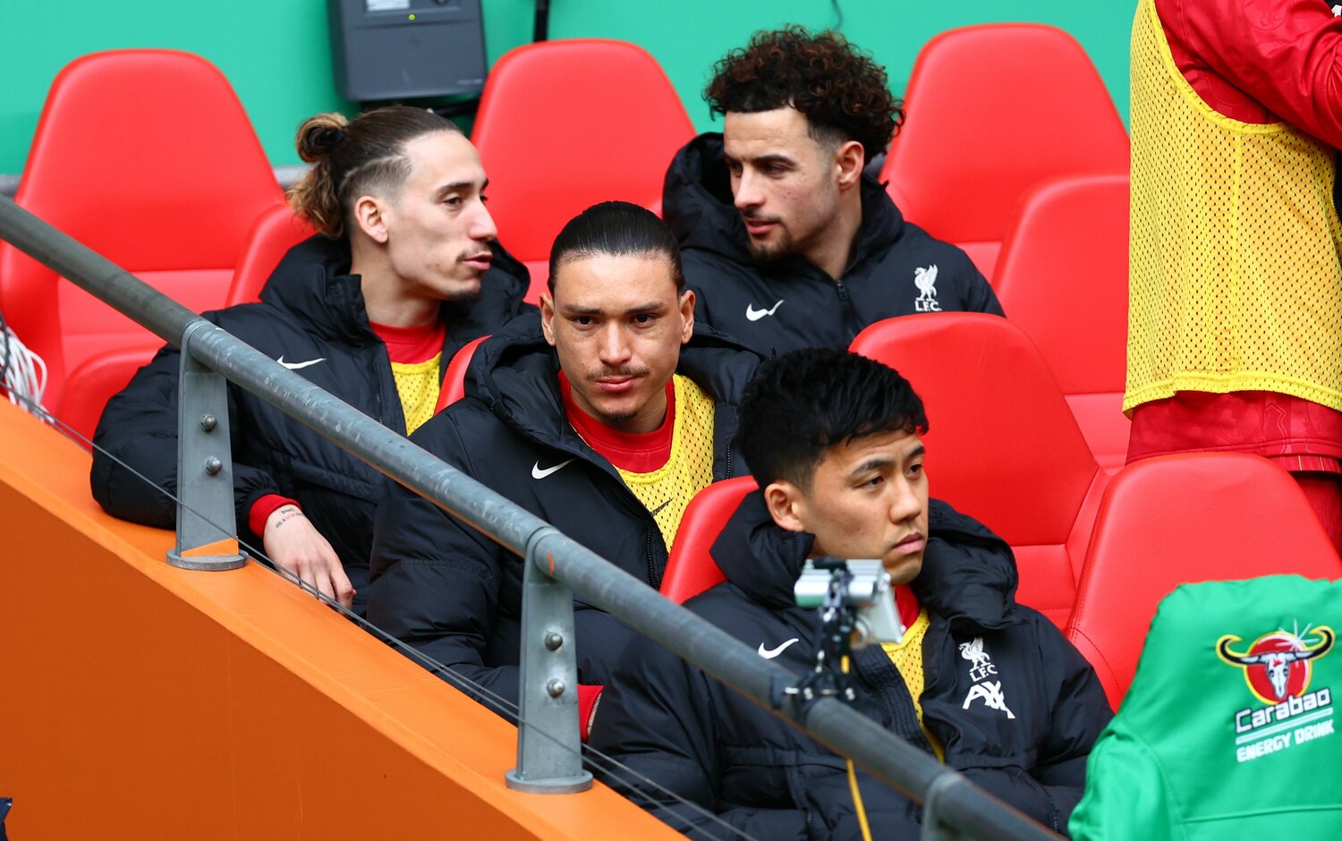 3月16日のリーグカップ決勝。最後まで遠藤に出番は回って来ず、リバプールはニューカッスルに敗れた　©AFLO