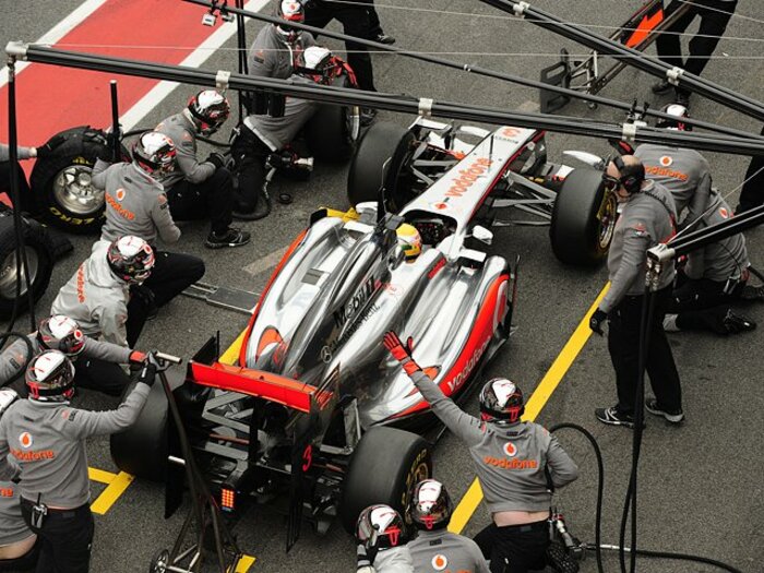 F1開幕戦を控えた最終テストにて。バルセロナで火花散らせる情報戦!<Number Web> photograph by Hiroshi Kaneko
