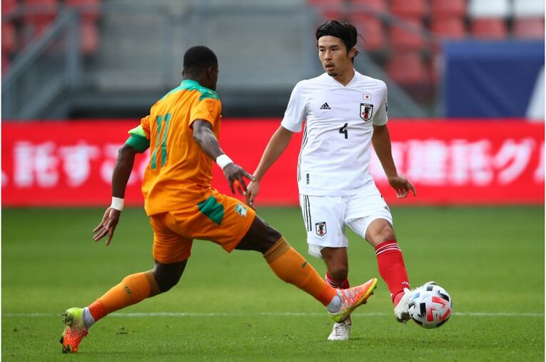 コートジボワール戦の中山雄太 ／ photograph by Getty Images