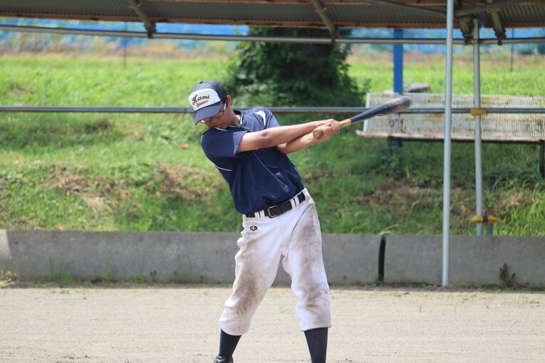 加美農業高校、素振り