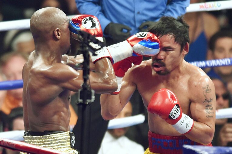 2015年5月、歴代最高のPPV売上を記録したマニー・パッキャオ（フィリピン）との「世紀の対決」　©Naoki Fukuda