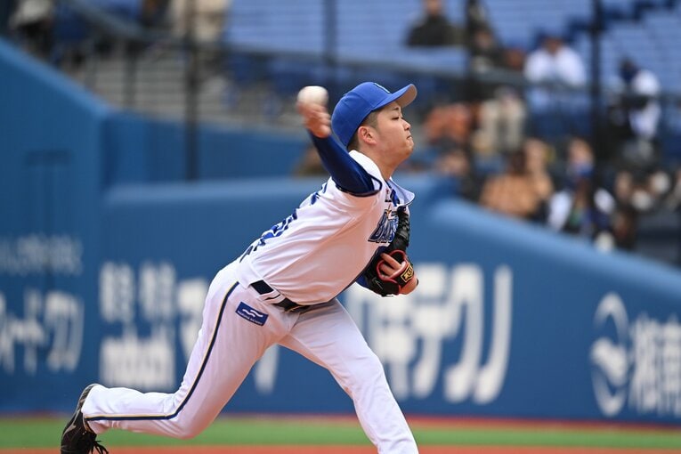 独特の腕の角度が自分の武器であることを再発見した石田　©Naoya Sanuki