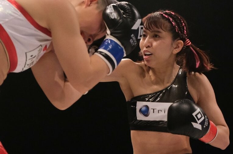 3月5日、エキシビションマッチにてリング復帰となったぱんちゃん璃奈 ／ photograph by Norihiro Hashimoto